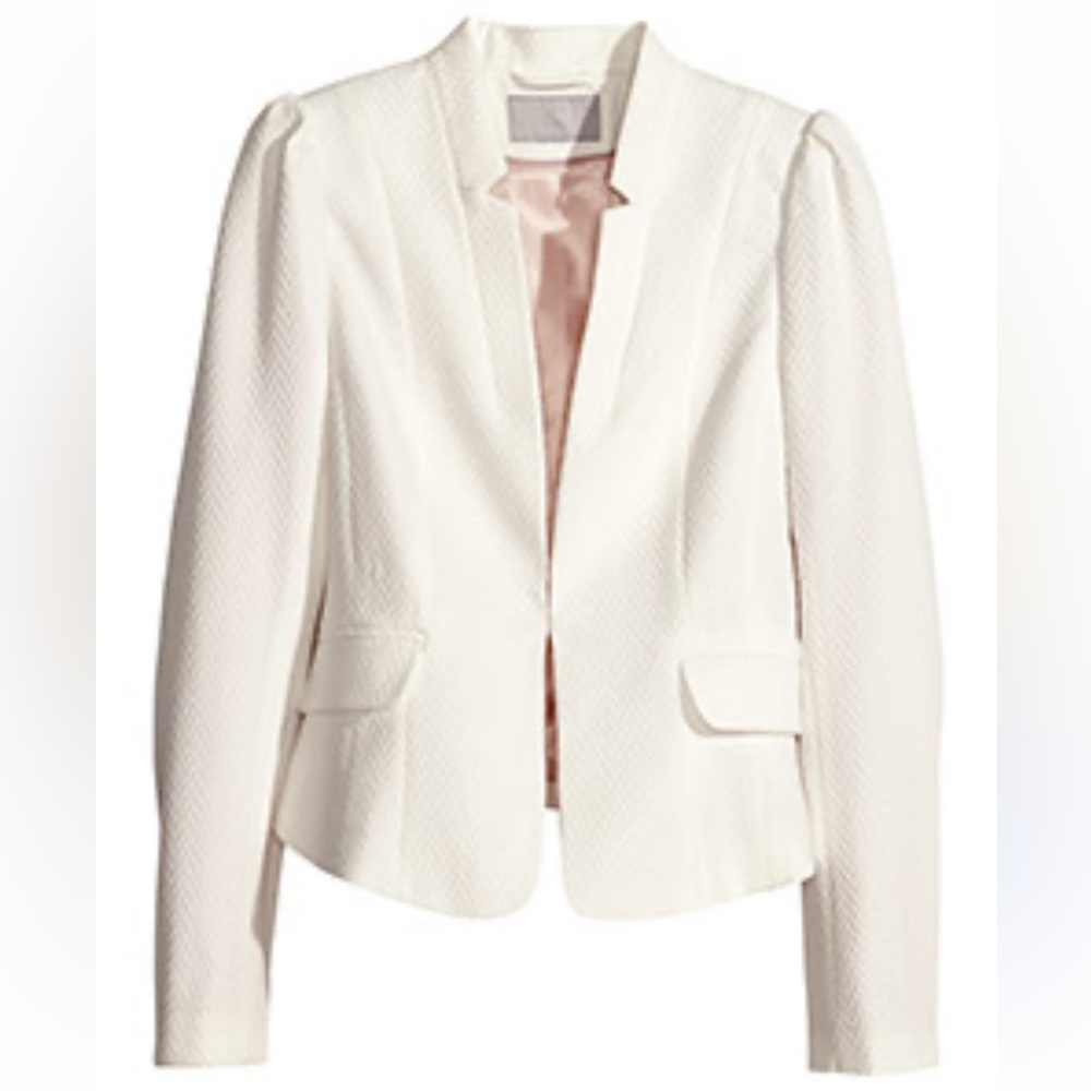 H&M Textured-Weave Blazer Jacket Ivory